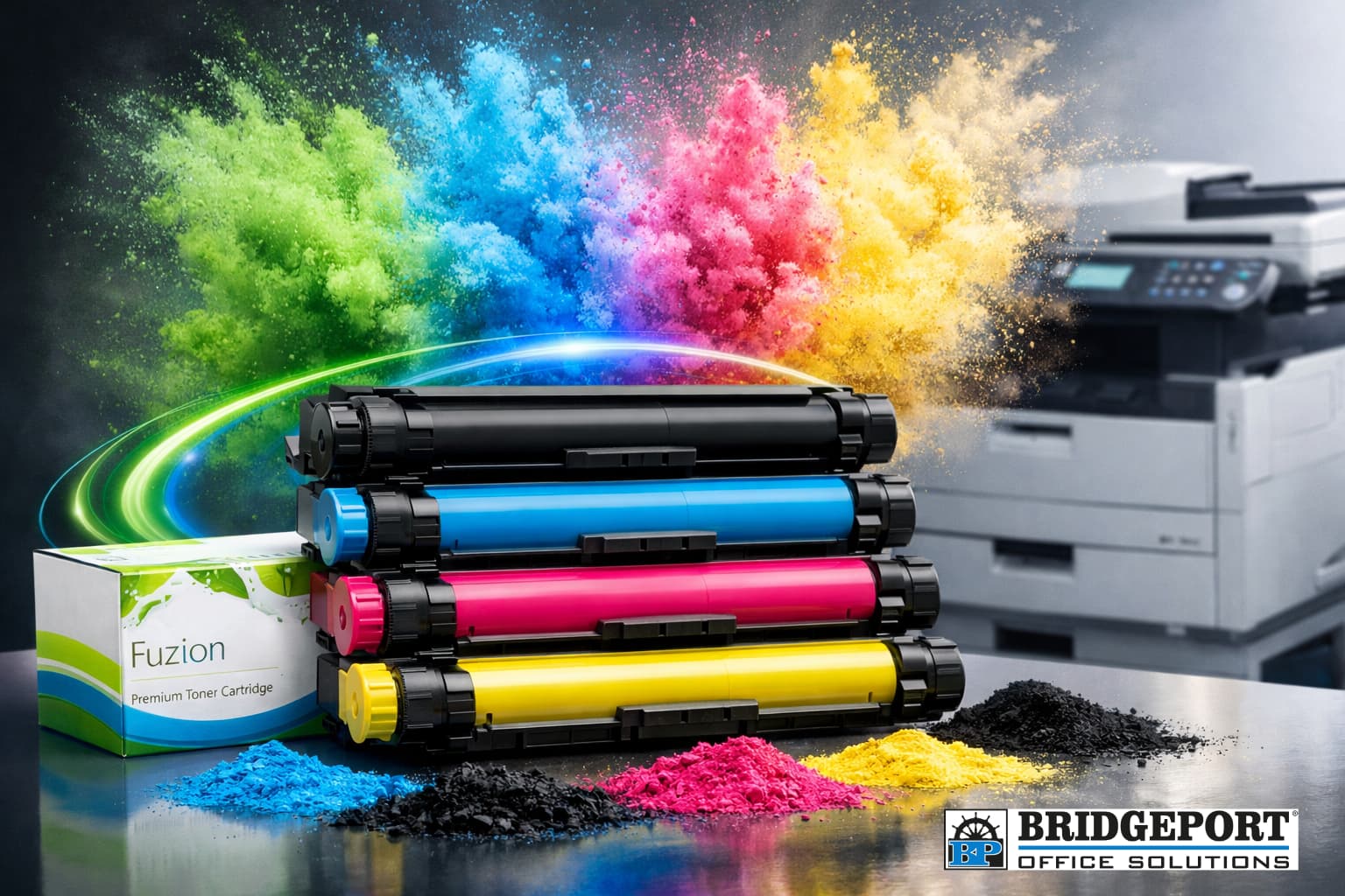 Premium Aftermarket Fuzion Compatible Toner Cartridges Aftermarket Fuzion compatible toner cartridges with vibrant color performance for office printers